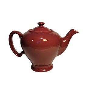 McCormick Tea Teapot Maroon Red with Lid Made In USA Baltimore Md.